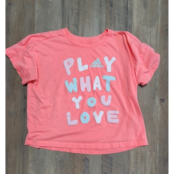 adidas Other - Adidas Girls Play What You Love Coral T-shirt Size Youth 10/12 (Medium)